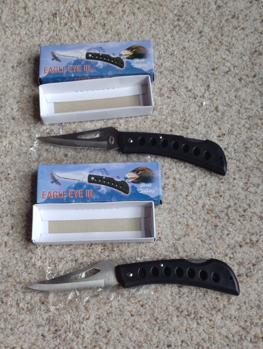 Eagle Eye III Folding Pocket Knife - Black Handle, Silver Blade